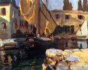 San Vigilio,A Boat with Golden Sail - 约翰·辛格·萨金特